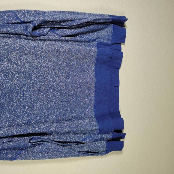 a.n.a Blue Metallic Lightweight Knit Long Sleeve High Low Sweater Women Sz XL - Picture 8 of 9